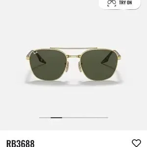 Ray-Ban Classic Gold Frame with Green Lenses RB3688 - brand new, never worn. Ray-Ban RB3648 001 54-21 Gold Frame Green Lens Sunglasses  main image 4